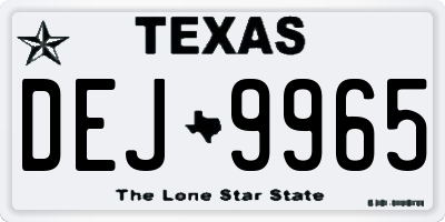 TX license plate DEJ9965