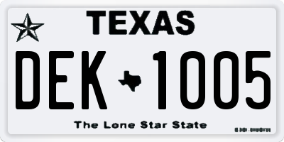 TX license plate DEK1005