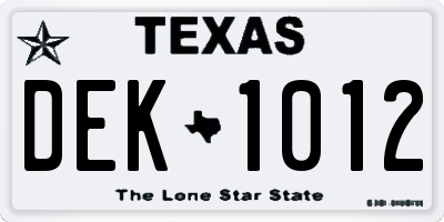 TX license plate DEK1012