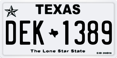 TX license plate DEK1389