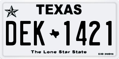 TX license plate DEK1421