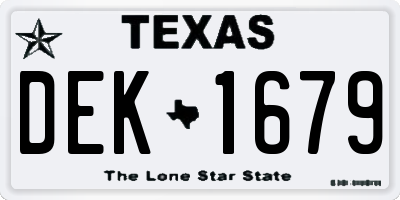 TX license plate DEK1679