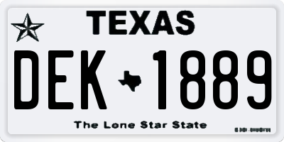 TX license plate DEK1889