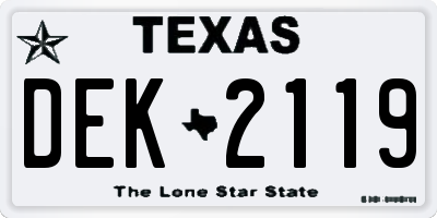 TX license plate DEK2119