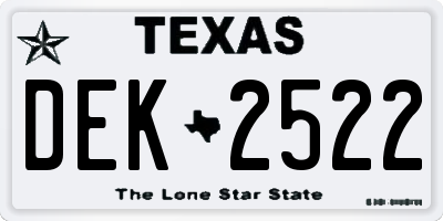 TX license plate DEK2522