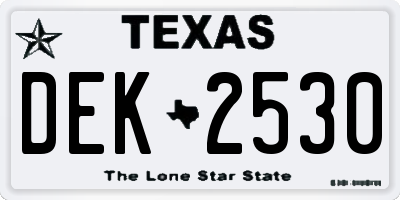TX license plate DEK2530