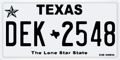 TX license plate DEK2548