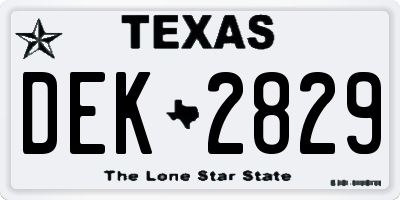 TX license plate DEK2829