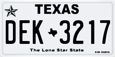 TX license plate DEK3217