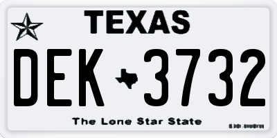 TX license plate DEK3732