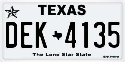 TX license plate DEK4135