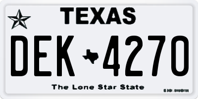 TX license plate DEK4270
