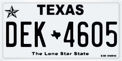 TX license plate DEK4605