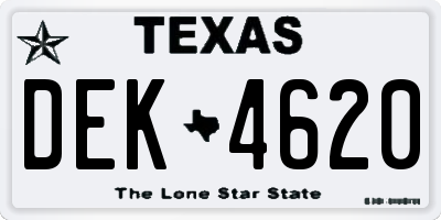 TX license plate DEK4620