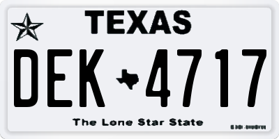TX license plate DEK4717