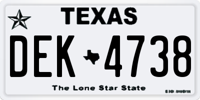 TX license plate DEK4738