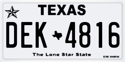 TX license plate DEK4816