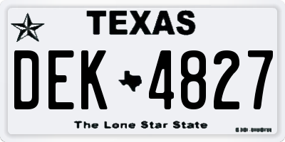 TX license plate DEK4827