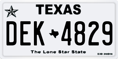 TX license plate DEK4829