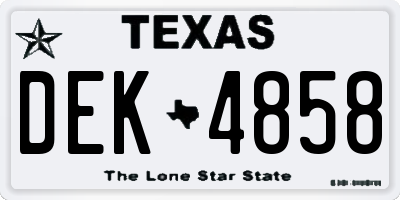 TX license plate DEK4858