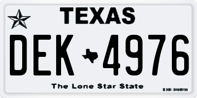 TX license plate DEK4976