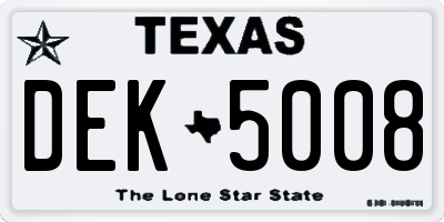 TX license plate DEK5008