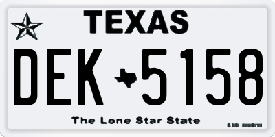 TX license plate DEK5158
