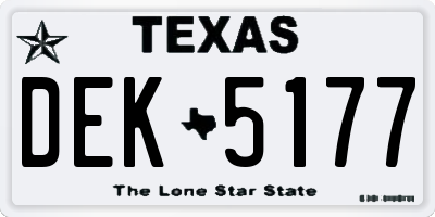 TX license plate DEK5177