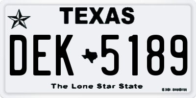TX license plate DEK5189