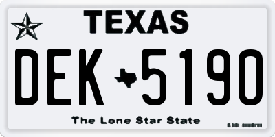 TX license plate DEK5190