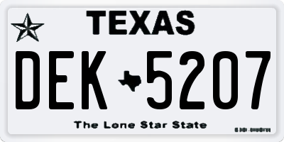 TX license plate DEK5207