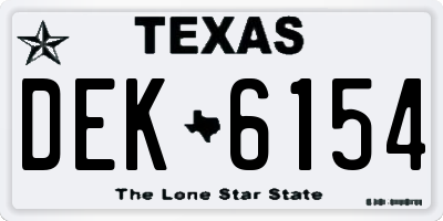 TX license plate DEK6154