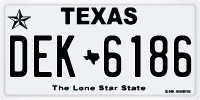 TX license plate DEK6186