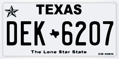 TX license plate DEK6207