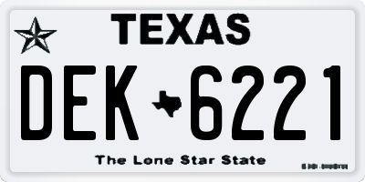 TX license plate DEK6221