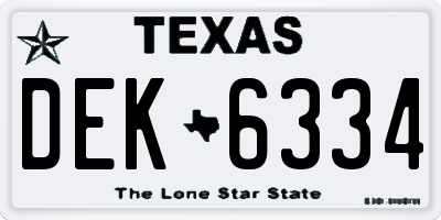 TX license plate DEK6334