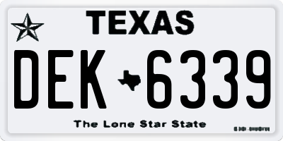 TX license plate DEK6339