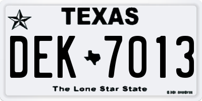TX license plate DEK7013