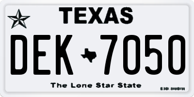 TX license plate DEK7050