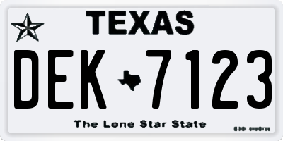 TX license plate DEK7123