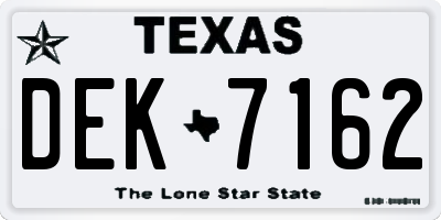 TX license plate DEK7162