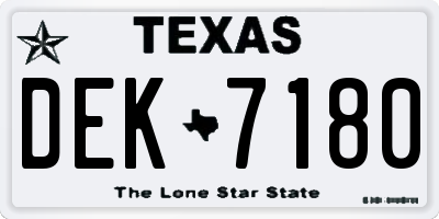 TX license plate DEK7180
