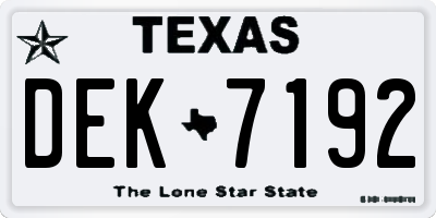 TX license plate DEK7192