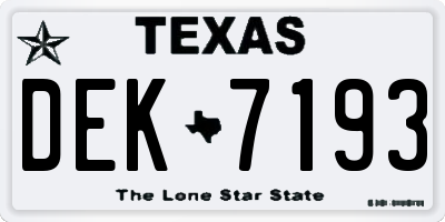 TX license plate DEK7193