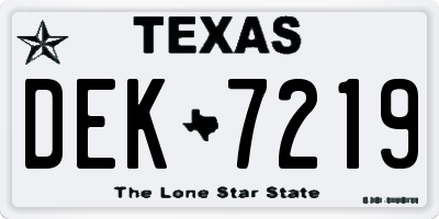 TX license plate DEK7219