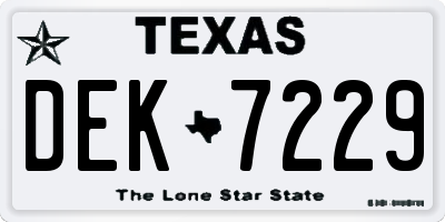 TX license plate DEK7229