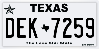 TX license plate DEK7259