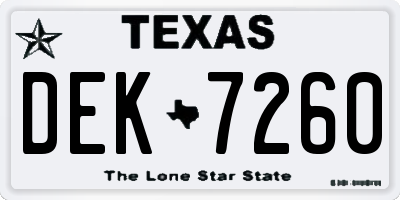 TX license plate DEK7260