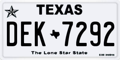 TX license plate DEK7292
