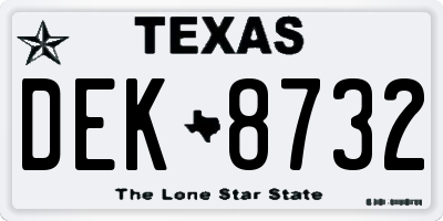 TX license plate DEK8732